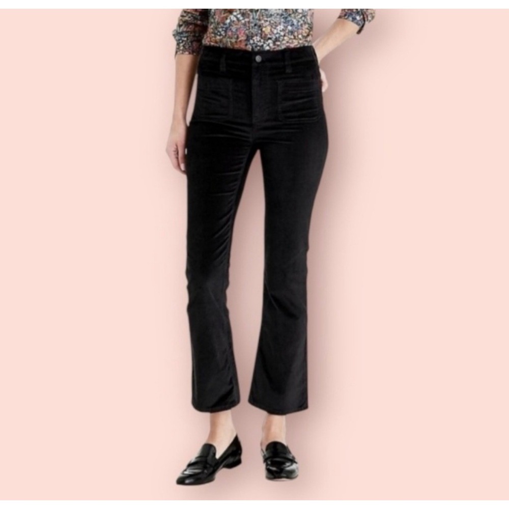 J.Crew Billie Demi Boot Crop Black Velvet Corduroy Pants 32 Tall High Rise